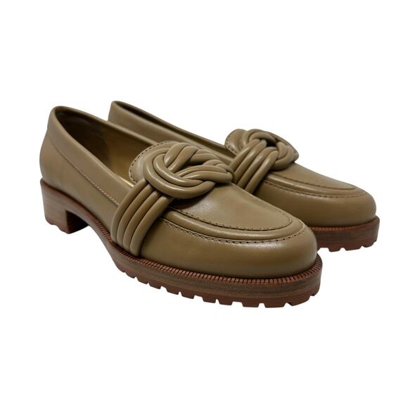 Alexandre Birman Vicky Knot Detail Loafers Leather Beige Tan Size 38 US 8 - Picture 1 of 14
